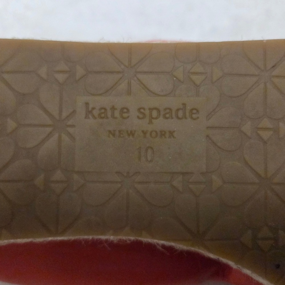 KATE SPADE CLUBHOUSE ESPADRILLE FLAT SHOES LEATHER EMBOSSED APRICOT SIZE 10 - Picture 7 of 7